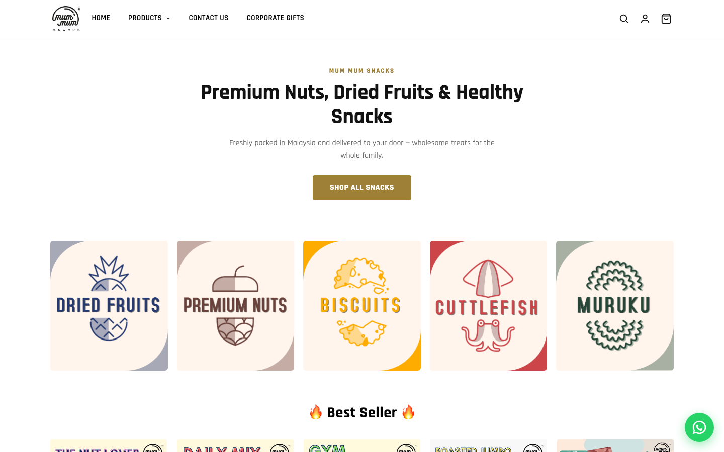 Mum Mum Snacks storefront built on NexStore
